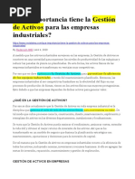 Qué Importancia Tiene La Gestión de Activos para Las Empresas Industriales