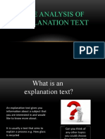 The Analysis of Explanation Text