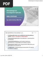 Metodología de Investigación Aplicada - MBA CENTRUM - Sesiones 3 y 4