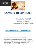 Capacity To Contract: Submitted by-KULDEEP Roll No-19mba009 Submitted To-Dr Preeti Chawla