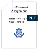 Financial Management Assignment 2 - Ankit Singh BBA (P) 2