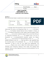 Reading and Writing: First Quarter Worksheet No. 10 Coherence and Cohesion