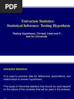 Univariate Statistics: Statistical Inference: Testing Hypothesis