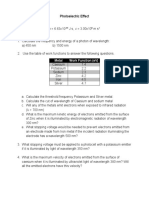 Photoelectric Effect Workshet