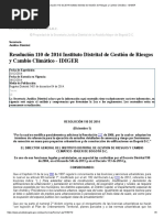 Resolución 110 de 2014 Instituto Distrital de Gestión de Riesgos y Cambio Climático - IDIGER