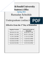 North South University: Ramadan Schedule For