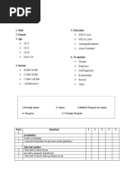 Questionnaire Sample Personal Information