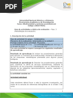 Guía de Actividades y Rúbrica de Evaluación - Unidad 3 - Fase 3 - Metodologías de Evaluación