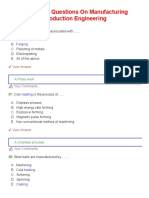 Multiple Choice Questions (MCQ) On Manufacturing Process - Mechanicaltutorial