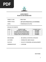 Assignment March 2020 Semester: Advance Financial Accounting