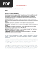 Users of Financial Ratios:: 1 - Who Uses Financial Ratios and How The Ratios Are Used? Answer