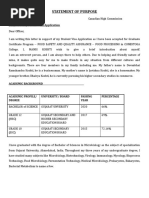 Statement of Purpose: Subject: Study Permit Visa Application