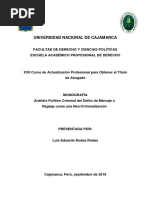 Análisis Político Criminal Del Delito de Marcaje o Reglaje Como Una Neo-Criminalización