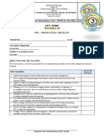 Teacher I - Iii Pre - Observation Checklist: Cot-Rpms