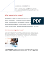 What Is A Marketing Budget?: Strategic Marketing Analysis and Budgeting