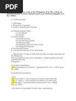 IX. Tariff and Customs Code of The Philippines (P.D. No. 1464), As Amended by The Customs Modernization and Tariff Act (Republic Act No. 10863)