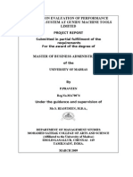 A Study On Evaluation of Performance Appraisal System at Gunidy Machine Tools Limited