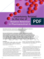 Uncertainty Related To The Use Of: Relative Retention Times in Pharmaceutical Analysis