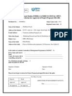 School of Management Studies INDIRA GANDHI NATIONAL OPEN UNIVERSITY Proforma For Approval of Project Proposal (MS-100)