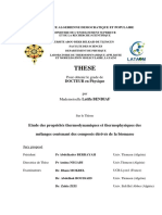 Etude Des Proprietes Thermodynamiques Et Thermophysiques