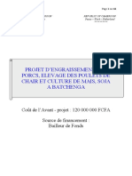 Projet D'Engraissement Des Porcs, Elevage Des Poulets de Chair Et Culture de Mais, Soja A Batchenga