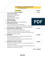 Ent300 Fundamentals of Entrereneurship Case Study (20%) Guidelines On Contents/Criteria