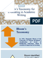 Bloom's Taxonomy For Evaluating in Academic Writing: - by MBE. J Alexander Oporta Barrera