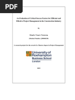 An Evaluation of Critical Success Factors For Efficient and Effective Project Management in The Construction Industry