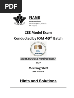 CEE Model Exam Conducted by IOM 40 Batch: Hints and Solutions