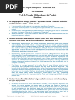 Week 9: Tutorial 08 Questions With Possible Solutions: IS333: Project Management - Semester I 2021