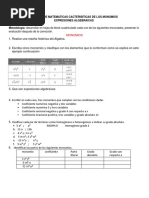 Taller 1-Octavo Grado Matematicas Caracteristicas de Los Monomios