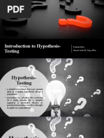 Introduction To Hypothesis Testing