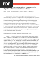 Strategies For Successful College Transitions For High School Students in Urban Schools