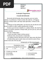 Atividades Diagnósticas de Língua Portuguesa 3º 4º Ano