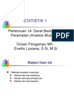 Statistik 1: Pertemuan 14: Deret Berkala Dan Peramalan (Analisis Musiman) Dosen Pengampu MK: Evellin Lusiana, S.Si, M.Si