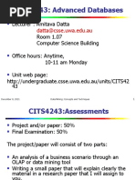 CITS4243: Advanced Databases: Datta@csse - Uwa.edu - Au