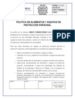 Politica de Elementos y Equipos de Proteccion Personal