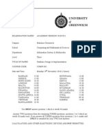 Database Design and Implementation Exam December 2010 - UK University BSC Final Year