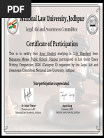 National Law University, Jodhpur: Certificate of Participation