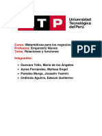 Matemática para Los Negocios I Relaciones y Funciones