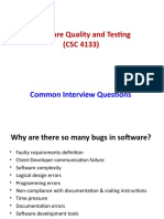 Software Quality and Testing (CSC 4133) : Common Interview Questions