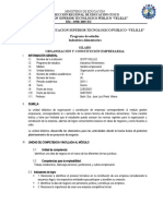 Sílabo Organizacion y Constitucion de Empresas Inds Alimentarias