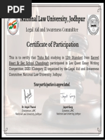 National Law University, Jodhpur: Certificate of Participation