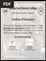 National Law University, Jodhpur: Certificate of Participation