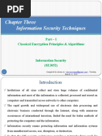 Chapter Three Information Security Techniques: Part - I Classical Encryption Principles & Algorithms