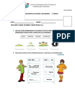 Evaluacion Diagnostica de Inglés 1°