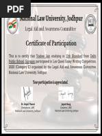 National Law University, Jodhpur: Certificate of Participation