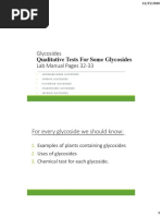 Glycosides Lab Manual Pages 32-33: Qualitative Tests For Some Glycosides