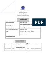 Course Syllabus: Philadelphia University Faculty of Pharmacy Department of Clinical Sciences