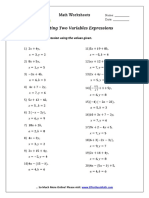 Evaluating Two Variables Expressions: Evaluate Each Expression Using The Values Given